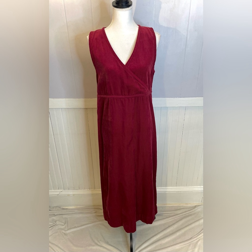 Vintage 90s Westbound Burgundy Corduroy Pinafore Jumper Midi Dress Cottagecore S